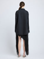 Proenza Schouler Back full length image of model wearing Addy Shirt in Compact Cotton Poplin in Black