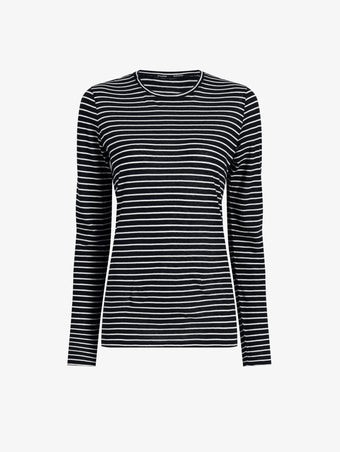 Proenza Schouler Still Life image of Mia T-Shirt in Cotton Stripe Jersey in Black Multi