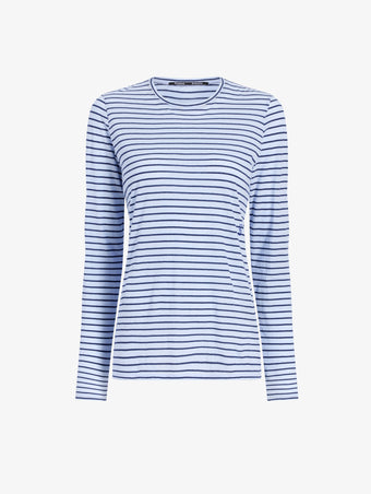 Proenza Schouler Still Life image of Mia T-Shirt in Cotton Stripe Jersey in Chambray Multi