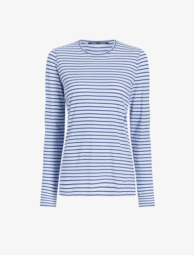 Proenza Schouler Still Life image of Mia T-Shirt in Cotton Stripe Jersey in Chambray Multi