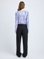 Proenza Schouler Back full length image of model wearing Mia T-Shirt in Tie Dye Tissue Jersey in Lilac Multi