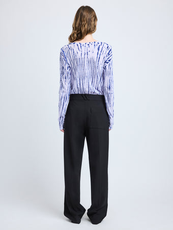 Proenza Schouler Back full length image of model wearing Mia T-Shirt in Tie Dye Tissue Jersey in Lilac Multi