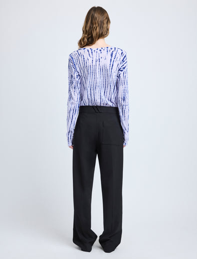 Proenza Schouler Back full length image of model wearing Mia T-Shirt in Tie Dye Tissue Jersey in Lilac Multi