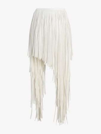 Proenza Schouler Still Life image of Phia Skirt in Leather Silk Fringe in Ecru