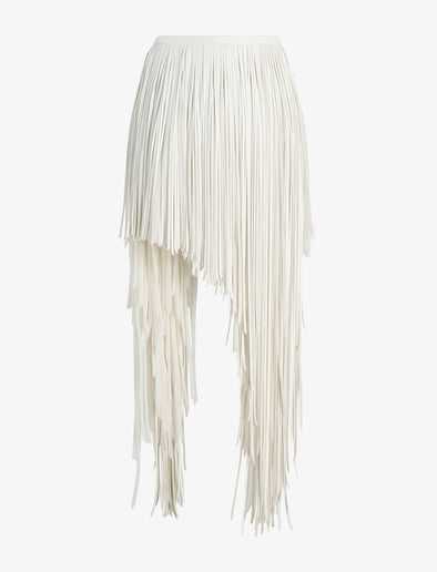 Proenza Schouler Still Life image of Phia Skirt in Leather Silk Fringe in Ecru