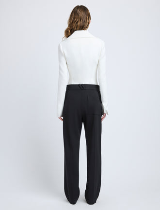 Proenza Schouler Back full length image of model wearing Oliver Pant in Wool Gabardine in Black