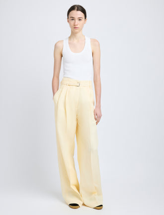 Proenza Schouler Front full length image of model wearing Jules Pant in Linen Viscose in Resin