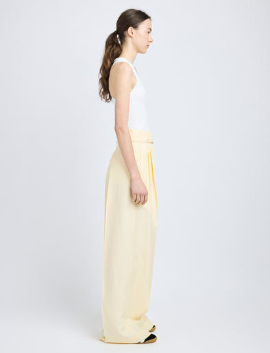 Proenza Schouler Side full length image of model wearing Jules Pant in Linen Viscose in Resin