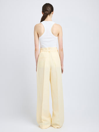 Proenza Schouler Back full length image of model wearing Jules Pant in Linen Viscose in Resin