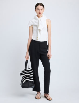 Proenza Schouler Front full length image of model wearing Alexia Pant in Bi-Stretch Suiting in Black