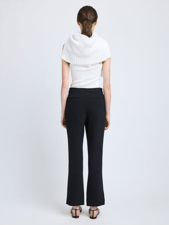 Proenza Schouler Back full length image of model wearing Alexia Pant in Bi-Stretch Suiting in Black