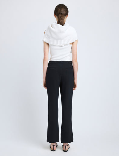 Proenza Schouler Back full length image of model wearing Alexia Pant in Bi-Stretch Suiting in Black