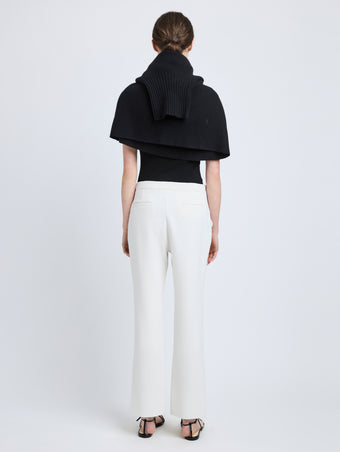 Proenza Schouler Back full length image of model wearing Alexia Pant in Bi-Stretch Suiting in Off White