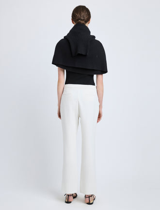 Proenza Schouler Back full length image of model wearing Alexia Pant in Bi-Stretch Suiting in Off White