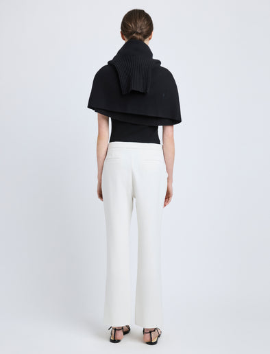Proenza Schouler Back full length image of model wearing Alexia Pant in Bi-Stretch Suiting in Off White