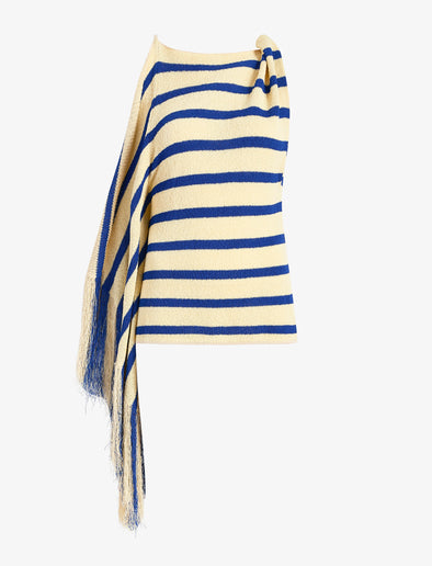 Proenza Schouler Still Life image of Yves Top in Stripe Fringed Knit in Pale Yellow Multi