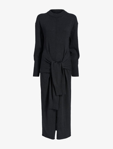 Proenza Schouler Still Life image of Luca Dress in Silk Cotton Crepe Knit in Black
