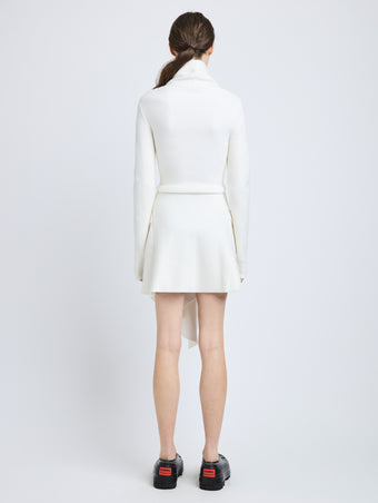 Proenza Schouler Back full length image of model wearing Reinhardt Dress in Wool Cashmere Knit in Off White