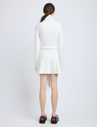 Proenza Schouler Back full length image of model wearing Reinhardt Dress in Wool Cashmere Knit in Off White