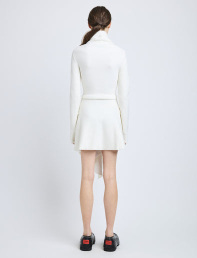 Proenza Schouler Back full length image of model wearing Reinhardt Dress in Wool Cashmere Knit in Off White
