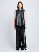 Proenza Schouler Front full length image of model wearing Effe Skirt in Compact Viscose Knit in Black