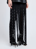 Proenza Schouler Detail image of model wearing Effe Skirt in Compact Viscose Knit in Black