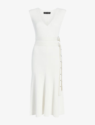 Proenza Schouler Still Life image of Madeline Dress in Rib Knit in Off White