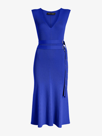 Proenza Schouler Still Life image of Madeline Dress in Rib Knit in Cobalt
