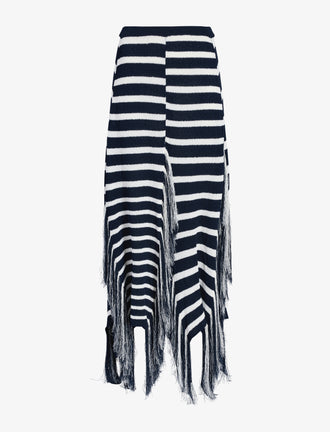 Proenza Schouler Still Life image of Yves Skirt in Stripe Fringed Knit in Navy Multi