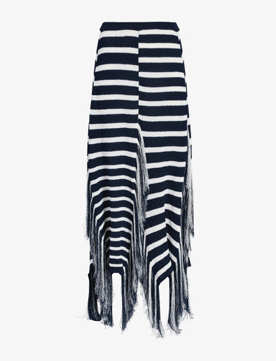 Proenza Schouler Still Life image of Yves Skirt in Stripe Fringed Knit in Navy Multi
