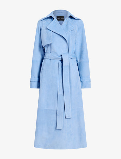 Proenza Schouler Still Life image of Ramona Coat in Suede in Light Blue