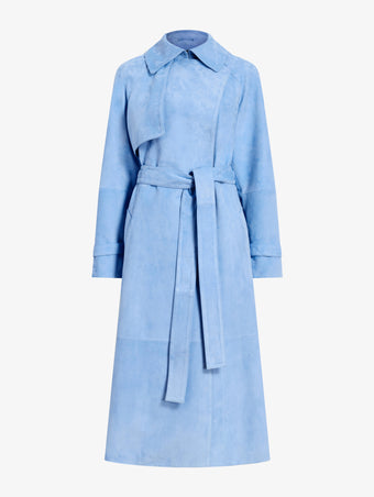 Proenza Schouler Still Life image of Ramona Coat in Suede in Light Blue
