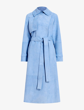 Proenza Schouler Still Life image of Ramona Coat in Suede in Light Blue