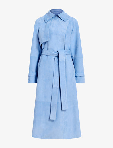 Proenza Schouler Still Life image of Ramona Coat in Suede in Light Blue