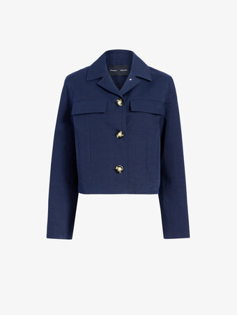 Proenza Schouler Still Life image of Thelma Jacket in Cotton Linen Suiting in Navy