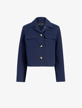 Proenza Schouler Still Life image of Thelma Jacket in Cotton Linen Suiting in Navy