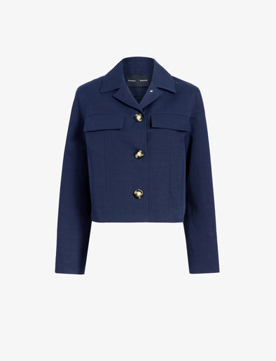 Proenza Schouler Still Life image of Thelma Jacket in Cotton Linen Suiting in Navy