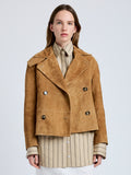 Proenza Schouler Front cropped image of model wearing Nola Jacket in Suede in Pony