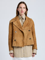 Proenza Schouler Front cropped image of model wearing Nola Jacket in Suede in Pony