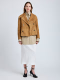 Proenza Schouler Front full length image of model wearing Nola Jacket in Suede in Pony