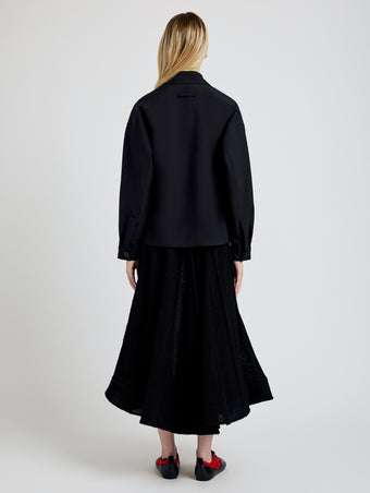 Proenza Schouler Back full length image of model wearing Sibyl Jacket in Stretch Nylon in Black