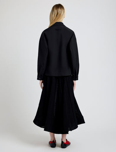 Proenza Schouler Back full length image of model wearing Sibyl Jacket in Stretch Nylon in Black