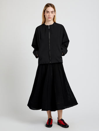 Proenza Schouler Front full length image of model wearing Sibyl Jacket in Stretch Nylon in Black