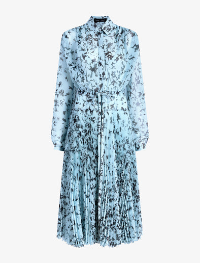 Proenza Schouler Still Life image of Jones Dress in Printed Crinkle Chiffon in Sky Blue Multi