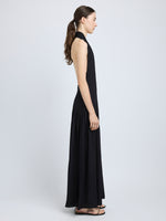 Proenza Schouler Side full length image of model wearing Tala Dress in Viscose Georgette in Black