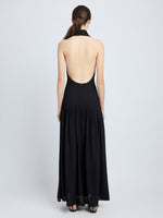 Proenza Schouler Back full length image of model wearing Tala Dress in Viscose Georgette in Black