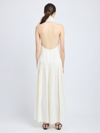 Proenza Schouler Back full length image of model wearing Tala Dress in Viscose Georgette in Cream