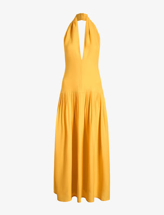 Proenza Schouler flat image of Tala Dress in Viscose Georgette in lemon