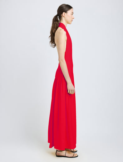 Proenza Schouler side image of model wearing Tala Dress in Viscose Georgette in