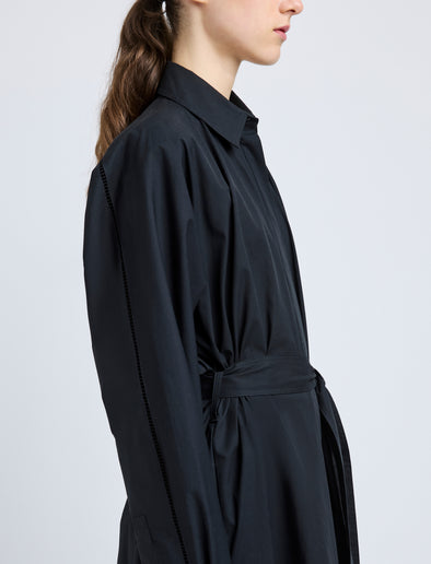 Proenza Schouler Detail image of model wearing Sammy Dress in Eco Cotton Poplin in Black